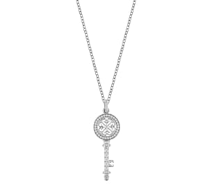 Lace Key 18k White Gold Diamond Necklace