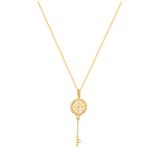 Lace Key 18k Yellow Gold Diamond Necklace