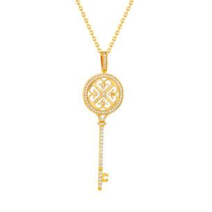 Lace Key 18k Yellow Gold Diamond Necklace