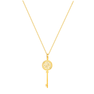 Lace Key 18k Yellow Gold Diamond Necklace