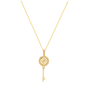 Lace Key 18k Yellow Gold Diamond Necklace