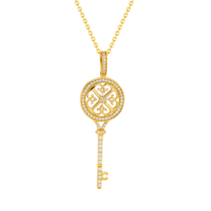 Lace Key 18k Yellow Gold Diamond Necklace