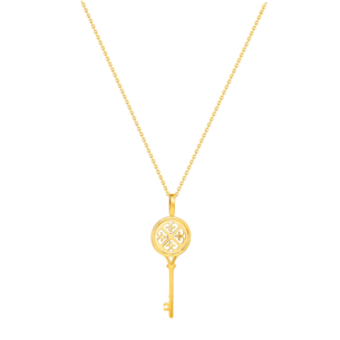 Lace Key 18k Yellow Gold Diamond Necklace