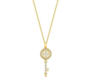 Lace Key 18k Yellow Gold Diamond Necklace