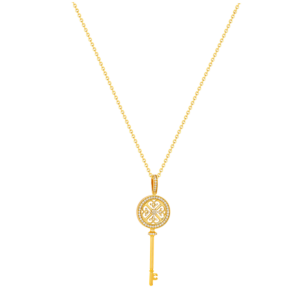 Lace Key 18k Yellow Gold Diamond Necklace