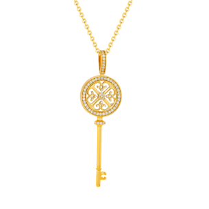 Lace Key 18k Yellow Gold Diamond Necklace