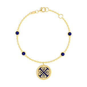 Lace Petite Yellow Gold Diamond Bracelet with Lapis Lazuli