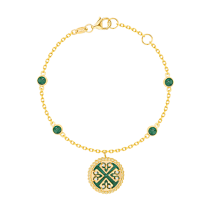 Lace Petite Yellow Gold Diamond Bracelet with Malachite