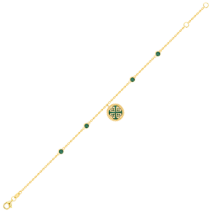 Lace Petite Yellow Gold Diamond Bracelet with Malachite