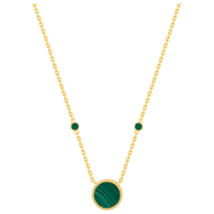 Lace Petite Yellow Gold Diamond Necklace with Malachite