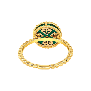 Lace Petite Yellow Gold Diamond Ring with Malachite