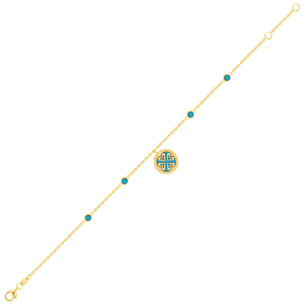 Lace Petite Yellow Gold Diamond Bracelet with Condensed Turquoise