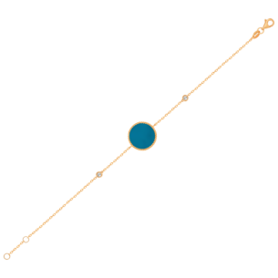 Lace Single Medallion Bracelet in 18K Rose Gold With Turquoise And Diamonds