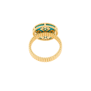 Lace Turquoise Stone Diamond Ring in 18K Yellow Gold