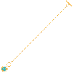 Lace Link Chain Single Turquiose Charm and T-Bar Closure 