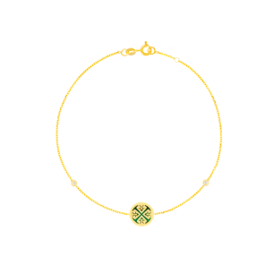 Lace Malachite Stone Diamond Bracelet in 18K Yellow Gold