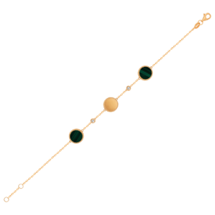 Lace Triple Medallion Bracelet in 18K Rose Gold With Malachite And Diamonds