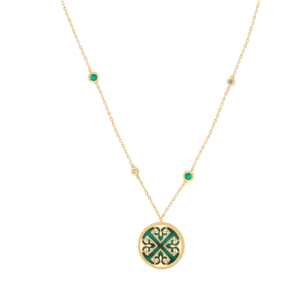 Lace Malachite Diamond Necklace with Emeralds