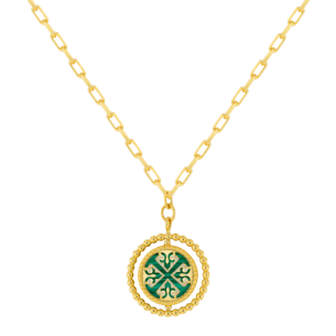 Lace Link Chain Single Malachite medallion