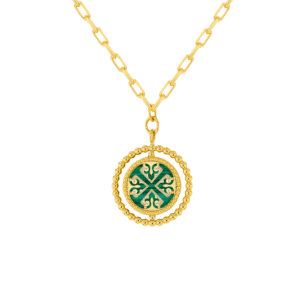 Lace Link Chain Single Malachite medallion