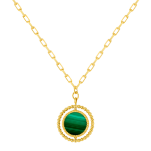 Lace Link Chain Single Malachite medallion