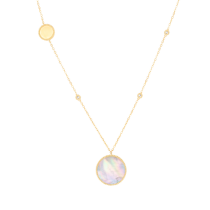 Lace Black Mother of Pearl Diamond Necklace in 18K Yellow Gold