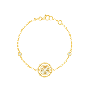 Lace Lustrous 18k Yellow Gold Bracelet with Diamond and Mother of Pearl