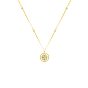 Lace Lustrous 18k Yellow Gold Necklace with Diamond and Mother of Pearl