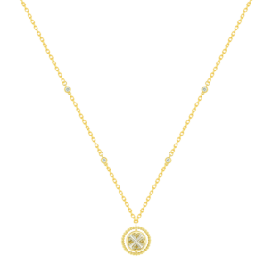 Lace Lustrous 18k Yellow Gold Necklace with Diamond and Mother of Pearl