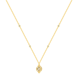 Lace Lustrous 18k Yellow Gold Necklace with Diamond and Mother of Pearl