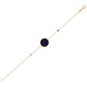 Lace Single Medallion Bracelet in 18K Rose Gold With Lapiz Lazuli and Blue Sapphire And Diamonds