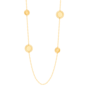 Lace Golden Charm Tin Cup Necklace in 18K Yellow Gold. Four Spinning Medallions With Diamonds on a Chunky Chain