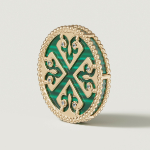 Lace Single Medallion Earrings in 18K Rose Gold With Malachite And Diamonds