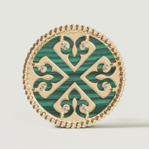 Lace Single Medallion Earrings in 18K Rose Gold With Malachite And Diamonds