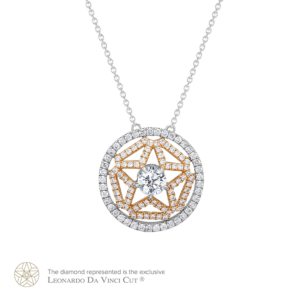 Leonardo Da Vinci Cut Diamond Pendant Chain 18K Rose & White Gold 