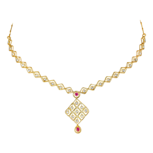 Legacy Diamond & Ruby Necklace & Earring in 22K Gold