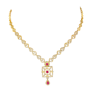 Legacy Diamond & Ruby Necklace & Earring in 22K Gold