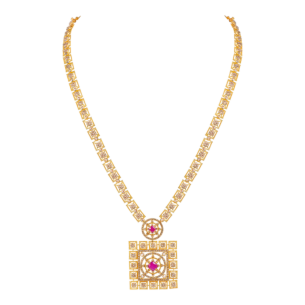 Legacy Diamond & Ruby Necklace & Earring in 22K Gold