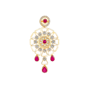 Legacy Diamond & Ruby Necklace & Earring in 22K Gold