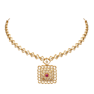 Legacy Diamond & Ruby Necklace & Earring in 22K Gold