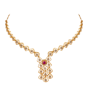 Legacy Diamond & Ruby Necklace & Earring in 22K Gold