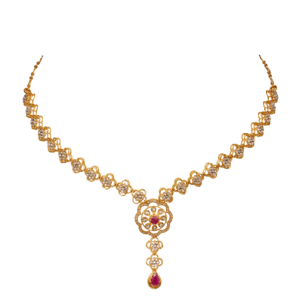 Legacy Diamond & Ruby Necklace & Earring in 22K Gold