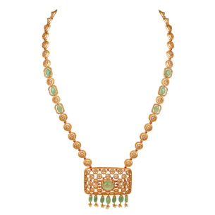 Legacy Diamond & Emerald Necklace & Earring in 22K Gold