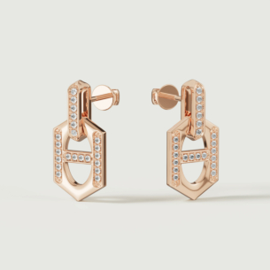 Links DD Iconica 18k Rose Gold Diamond Earrings