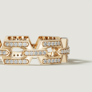 Links 18k Yellow Gold Diamond Ring