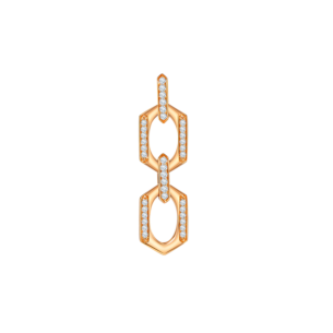 Links Drop Earring Double Diamond Motif in 18K Rose Gold 