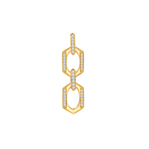 Links Drop Earring Double Diamond Motif in 18K Yellow Gold 