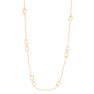 Links Long Necklace with singular & double motifs in 18K Rose Gold With Diamonds