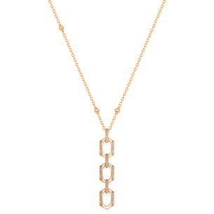 Links Pendant Chain Necklace in 18K Rose Gold With Diamonds