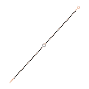 Mangalsutra Bracelet with Diamonds and Black beads